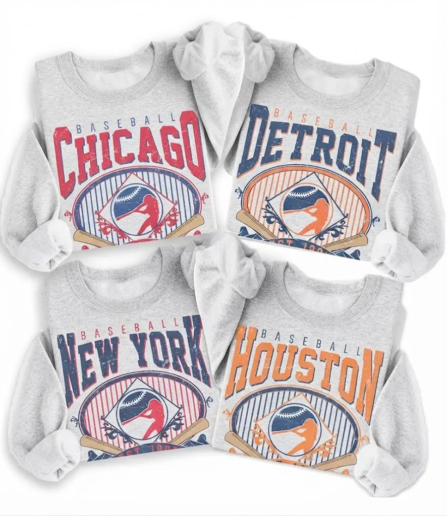 Vintage Cotton Baseball Graphic Streetwear Pullover, Unisex Game Day Ballpark Top