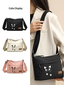Cute Cat Pattern Crossbody Bag, Stylish Versatile Shoulder Bag with 3 Pockets, Multi-functional Phone Purse and Coin Organizer with Adjustable Strap, Perfect Holiday Gift