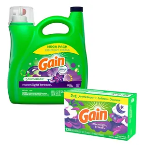 Aroma Boost HE Moonlight Breeze Scent Liquid Laundry Detergent, 107-Loads,154 fl. oz. + Dryer Sheets 120 Ct Bundle