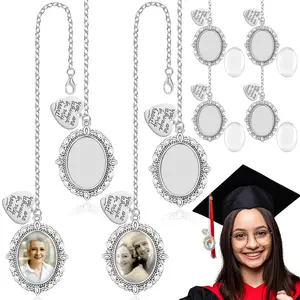 4pcs Sliver Graduation Cap Photo Charm Class Of 2025 Tassel Personalized Memorial Charms Gifts For Ceremony Decorations