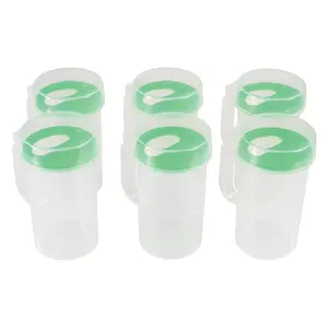 Kaplan Early Learning Kids Easy Pour Pitchers, Set of 6 Clear Montessori Dishwasher Safe 16 oz. Pitchers with Lids for Classroom and Home