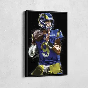 Matthew Stafford Canvas Print - Los Angeles Rams Wall Art, NFL Decor for Home & Man Cave, Football Gift, Framed Poster ( Unframed - Print Only )