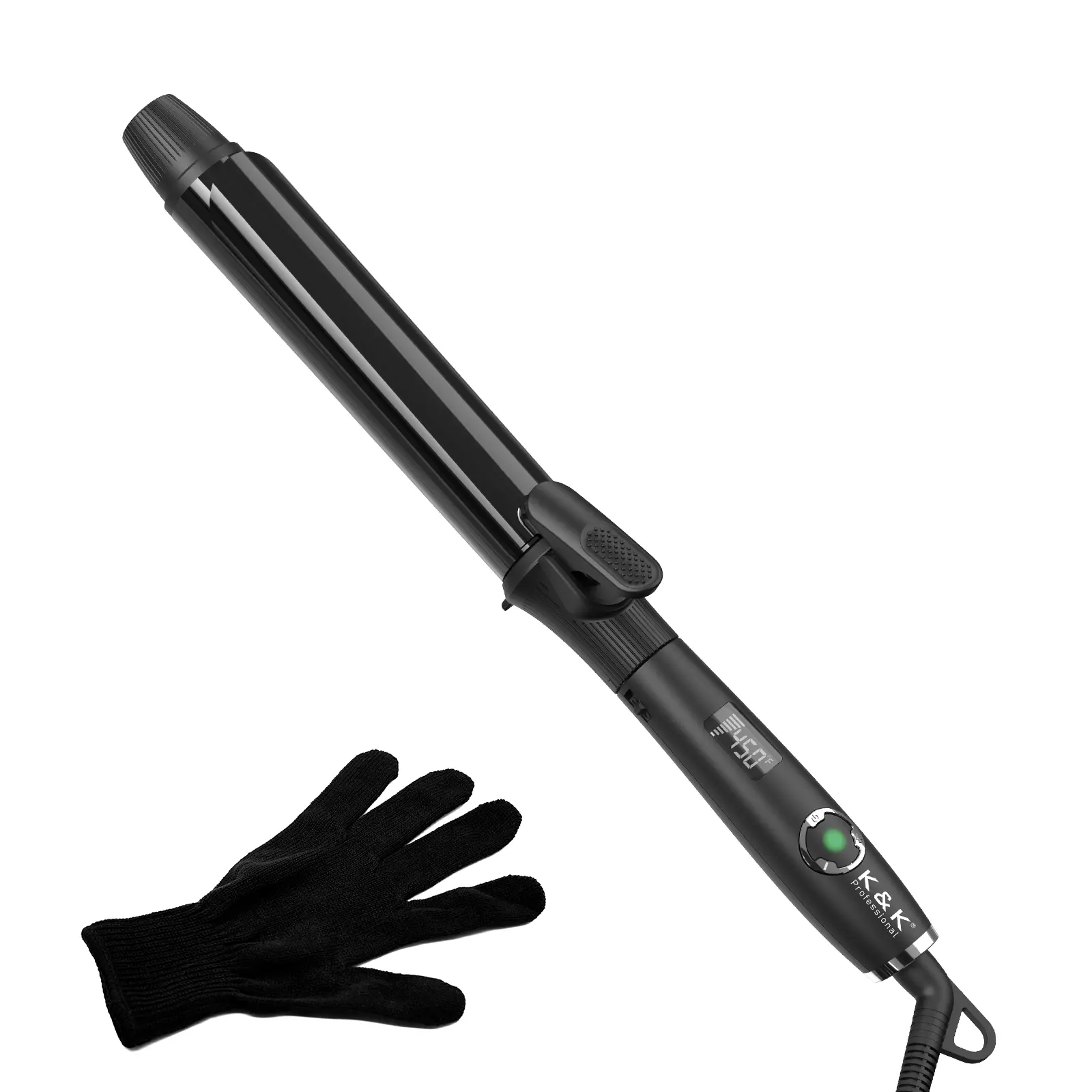 K&K 1.25 Inch Heated Curling Iron with Clipped Tourmaline Thermal Ceramic Barrel, Professional Hair Curls Curlers & Straighteners, 450°F Max Temp, Dual Voltage for Travel, 60-Min Auto Shut Off, Fits Different Hairstyles