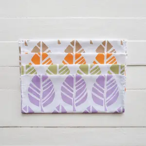 Set of Four - Handprinted Tavola Leaf Print Tea Towels