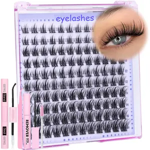 154 Clusters Fairy Eyelashes 8-16mm C Curl, Fluffy D Curl False Lashes, DIY Dramatic Lashes, Ultra-Thin Transparent Band, Easy DIY Extension Kit, Eyelash Extension Glue, Eyelashes Extensions, Eyelash Extensions Set