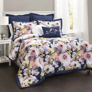 Lush Decor Floral Watercolor Comforter 7 Piece Set with Floral Design, Elegant Patterns Lush Decor Floral Watercolor Comforter 7 Piece Set with Floral Design, Elegant Patterns