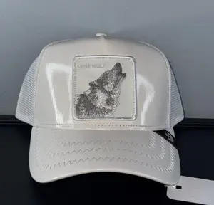Goorin Bros 2023 "Lone Wolf" Big White Patent Leather Trucker Hat - Friday Drop, Rare, NWT, Leather-Style Hats