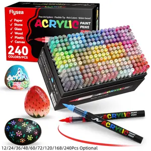 Acrylic Paint Markers, Soft Brush Tip Acrylic Paint Pens, Quick-Drying Waterproof Ink, for Rock Painting Plastic Wood Canvas Glass Ceramic Metal Art Crafts Supplies Christmas Gift, Acrylic Drawing Markers, Coloring Markers