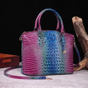 Croc-Embossed Leather Top Handle Bag