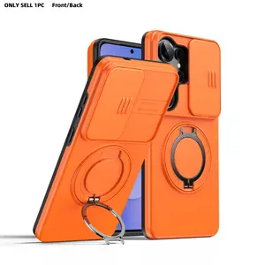 for Samsung Galaxy S26 Ultra S25 Ultra S24 S23 S22 Ultra S26 Plus Case with Slide Camera Cover and Rotating Kickstand Ring, Slim Magnetic Shockproof Accessories Phone Case for Samsung A16 A17 A56 A37 A55 A35 A26 A06 A07