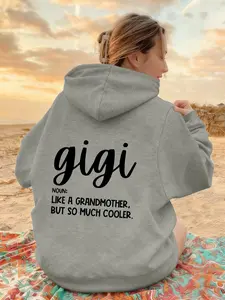 Gigi Hoodie Sweatshirt, Casual Fitted Design, Graphic Geometric Pattern, Fall & Winter Wear, Warm Daily, Trendy Chic Streetwear, Everyday Womenswear, Casual Hooded Sweatshirt
