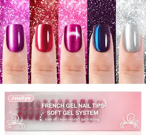 Jsiallye 150Pcs Cat Eye Press on Nails Short Square，Soft Gel Fake Nails, Glossy Glitter Cat Eye Nail Tips for Women and Girls Stick On Nails in 12 colour