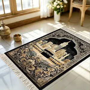 1pc Festive Home Classic-Frame Sacred-Mihrab Mosque Foldable Prayer Pad, quiet stain-shield floor-friendly, daily & holiday worship all-scene, machine-wash multi-size faith pick