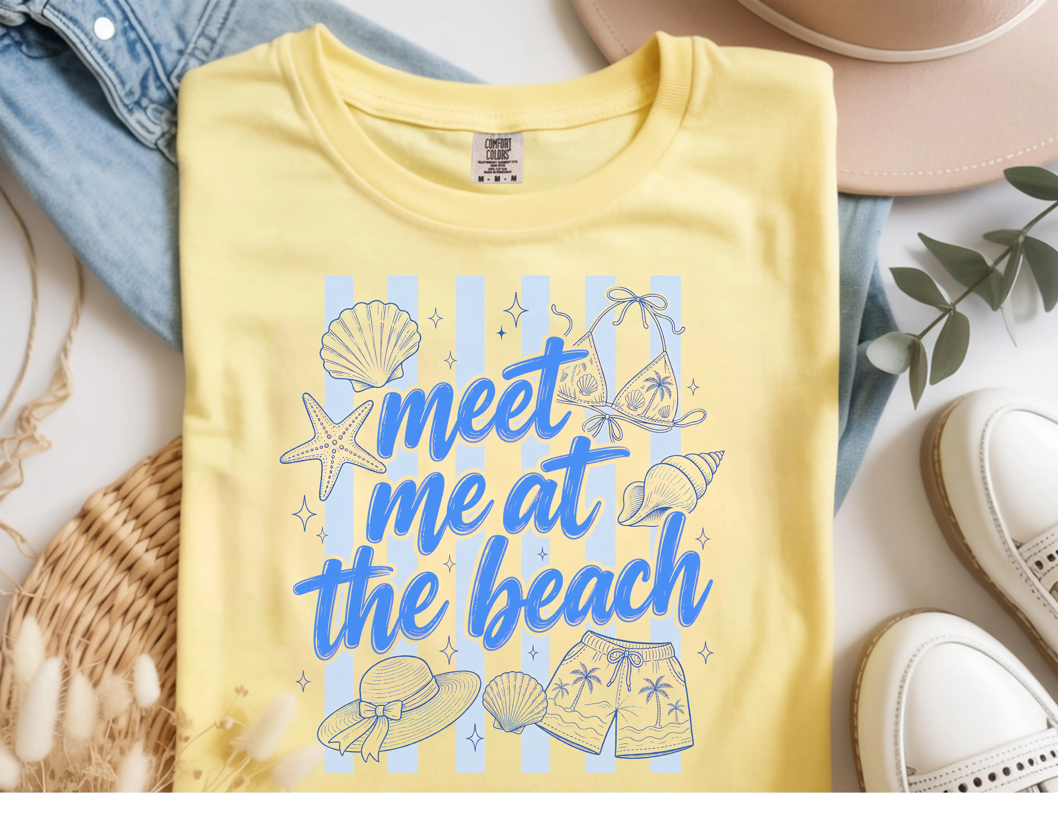 Meet Me at the Beach T-Shirt, Summer Vibes Shirt, Beach Shirt, Beach Lover Gift, Trendy Summer Graphic Tee, Sunset Shirt, Vacation Shirt, Travel Tee