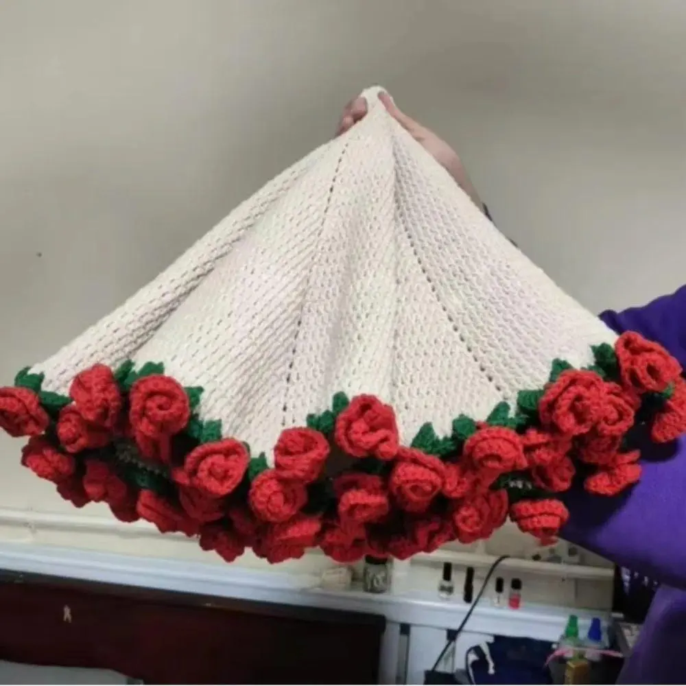 Flower Bouquet Blanket DIY Crocheted Blanket Crochet Rose Flower Blanket Birthday Mothers Day Gifts Soft Knitted Throw Blanket