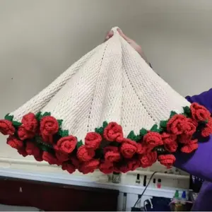 Flower Bouquet Blanket DIY Crocheted Blanket Crochet Rose Flower Blanket Birthday Mothers Day Gifts Soft Knitted Throw Blanket