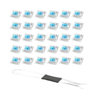 30 count Blue Mechanical Keyboard Switches with Key Puller Too, 3-Pin Pre-Lubricated Clicky Switches,   Accessories for Mechanical Gaming Keyboards