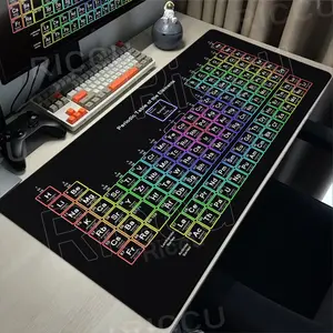 Black Mouse Pad Periodic Table of Elements Desk Mats Large Office PC Gaming Keyboard Mousepad Stitch Edge Non-Slip Rubber Extended Tablepad