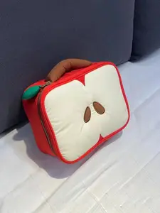 Small and niche design, cute and playful style, apple slice shaped handbag, practical and versatile large capacity storage bag, can accommodate cosmetics and toiletries, suitable for theme activities and short trips, Makeup Pouch