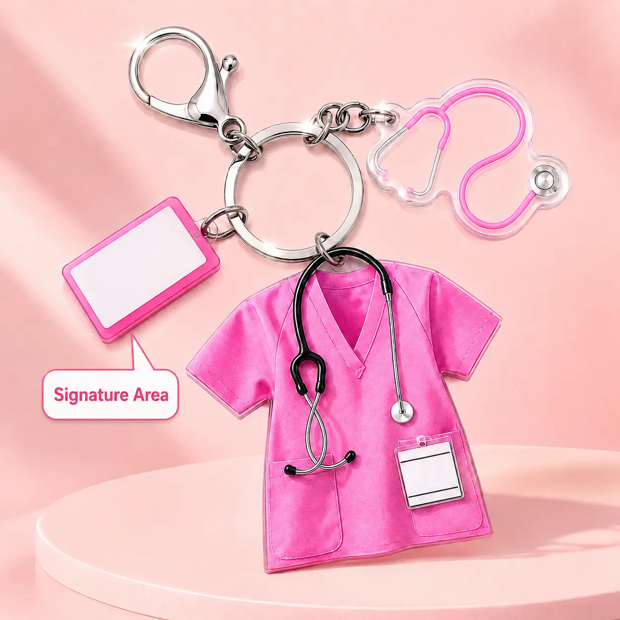 Cute Nurse Uniform 2D Flat Shape Acrylic Keychain, Unisex Daily Fashion Accessory, Ideal Gift for Nurses & Medical Students
