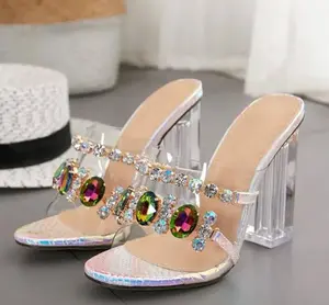 Just Slide It On Rhinestone Chunky Heels