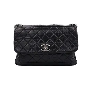 Pre-owned CHANEL Calfskin Crossbody Bags Journey Medium Black JM MM461