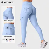 YEOREO CoreFlex High-Waisted Pocket-Ready Cargo Leggings - Seamless, Scrunch Butt Lifting, Tummy Control, Shaping Yoga Pants for Women - Gym Workout Apparel, Summer Essentials,outdoorfun