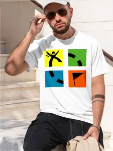 Geocaching Inspired Lightweight Hand Washable Four Seasons with Colorful Logo Ideal Golf Activities Golf Best Christmas 2026 new model Black White Casual Style Tee Stylish & Comfortable Loose Crew Neck Short Sleev