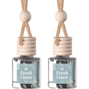 C&E Craft Co Hanging Car Air Freshener Diffuser 2 Pack, Long Lasting Fragrance Oil Car Freshener, Glass Bottle Auto Air Freshener, Made in USA (Fresh Linen) CE CRAFT