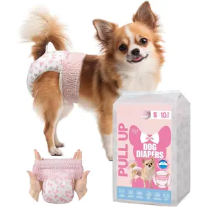 Disposable Pull It Up Female Dog Diapers, 360 °     Stretchy Waist Puppy Diapers, Super-Absorbent Doggie Diapers with Rapid-Dry Technology Leak-Proof Desig