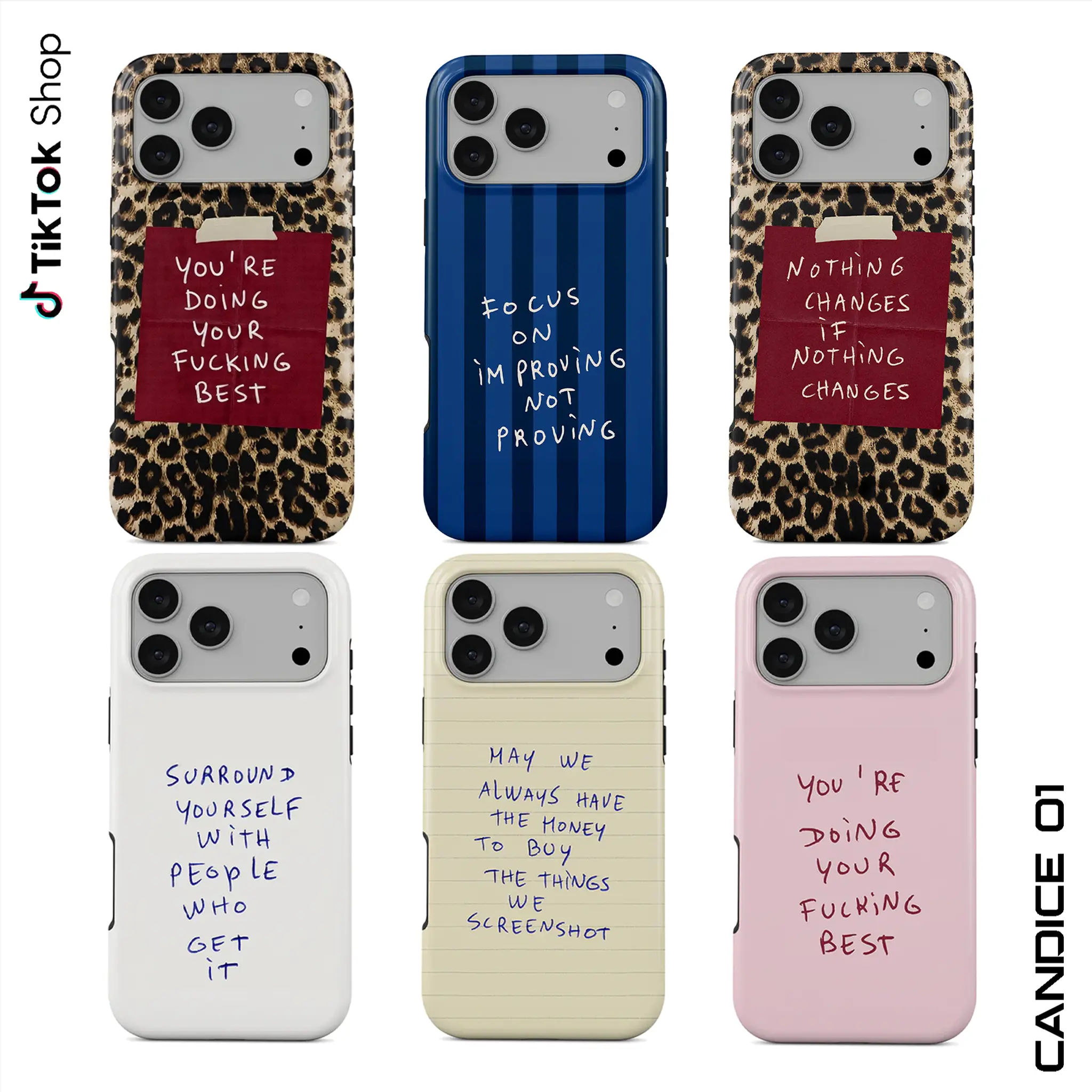 Leopard Print Slogan Customized Smartphone Case - Glossy Dual-Layer PC+TPU 2-in-1 Shell with Inner Liner, Wireless Protection Accessory for iPhone 17 Air Pro Max, Ideal Holiday Gift for Friends