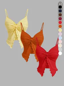 3-Pack Women's Solid Color Feminine Slim Knit Twist-Front Split-Hem Tube Tops - Layering-Ready Strapless Essentials for Year-Round Styling