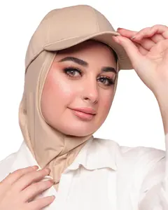 Hijab Hat for Women Baseball Vap & Scarf 2-in-1 Head Scarf Wrap Shawl Headwear Cap
