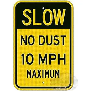 New Street Sign Warning Plaque Wall Decor Slow Down Sign, Speed Limit 10 Mph Sign, No Dust Sign, Large Rust Free Weather/Fade Resistant, Easy Mounting, Indoor/Outdoor Use 8 X 12 Inch