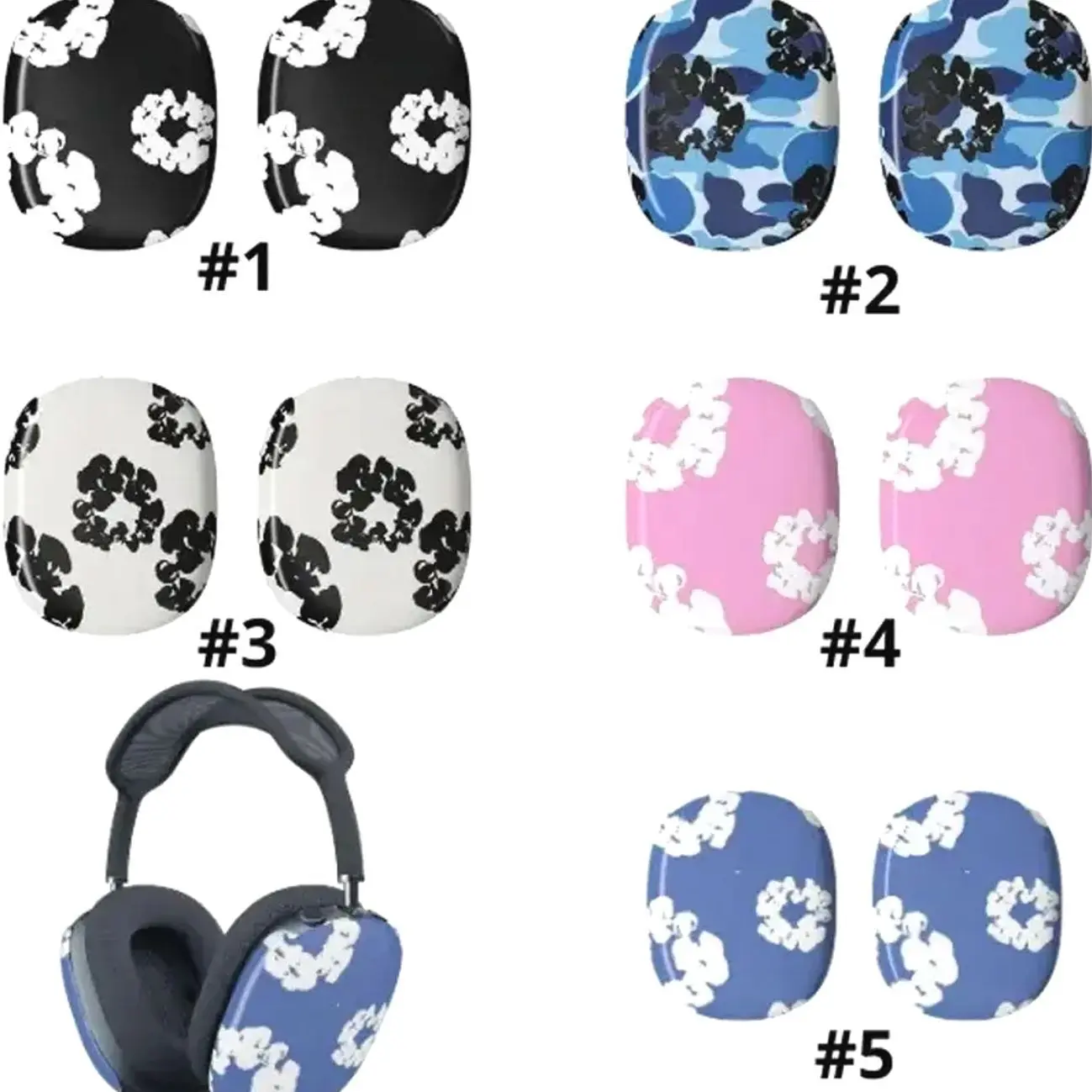 Aesthetic Denim Print Shockproof Headphone Case for AirPods Max - Durable Aluminium-Polycarbonate Cover, Bluetooth Headphones Compatible, Lightning Charging Support, Commuting Accessory, Gift for Her