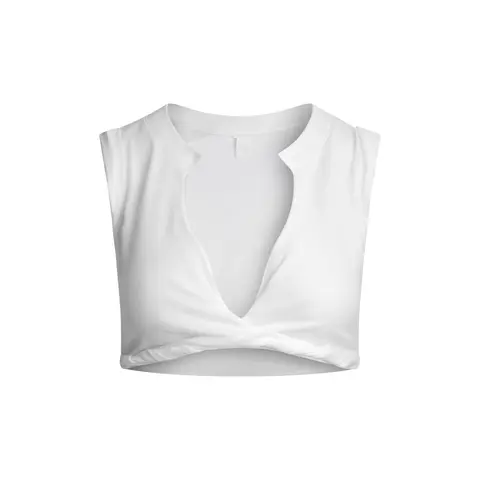 SKIMS SWIM COVER-UPS COTTON PLUNGE TWIST TOP