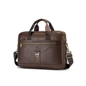 Men's Business Solid Color Leather Large Capacity Briefcase, Fashionable Travel Handbag, Durable Waterproof Computer Bag for Work & Daily Used, Travel Essentials