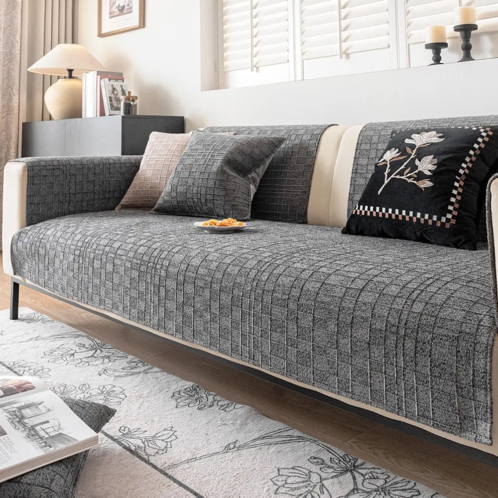 Modern Fashion Classic Plaid Sofa Cover, Soft Skin-Friendly Dustproof Non-Slip Pet Friendly, Easy Washable