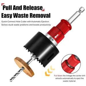Release Hex Shank Hole Opener Kit Bi-metal Alloy Drill Bit for Drywall Wood Multi Material Projects Home Renovation Replaceable Quick-Connect with Automatic Ejection Swap Heads Efficiency Improved Drill Control Multi-Hole Task