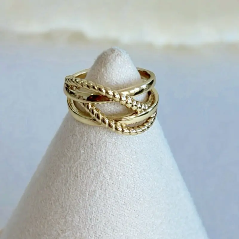 Elegant Classic Ring #9810 - 14k Laminated Gold Finish Hypoallergenic for Daily Wear with Three Layers of Protection