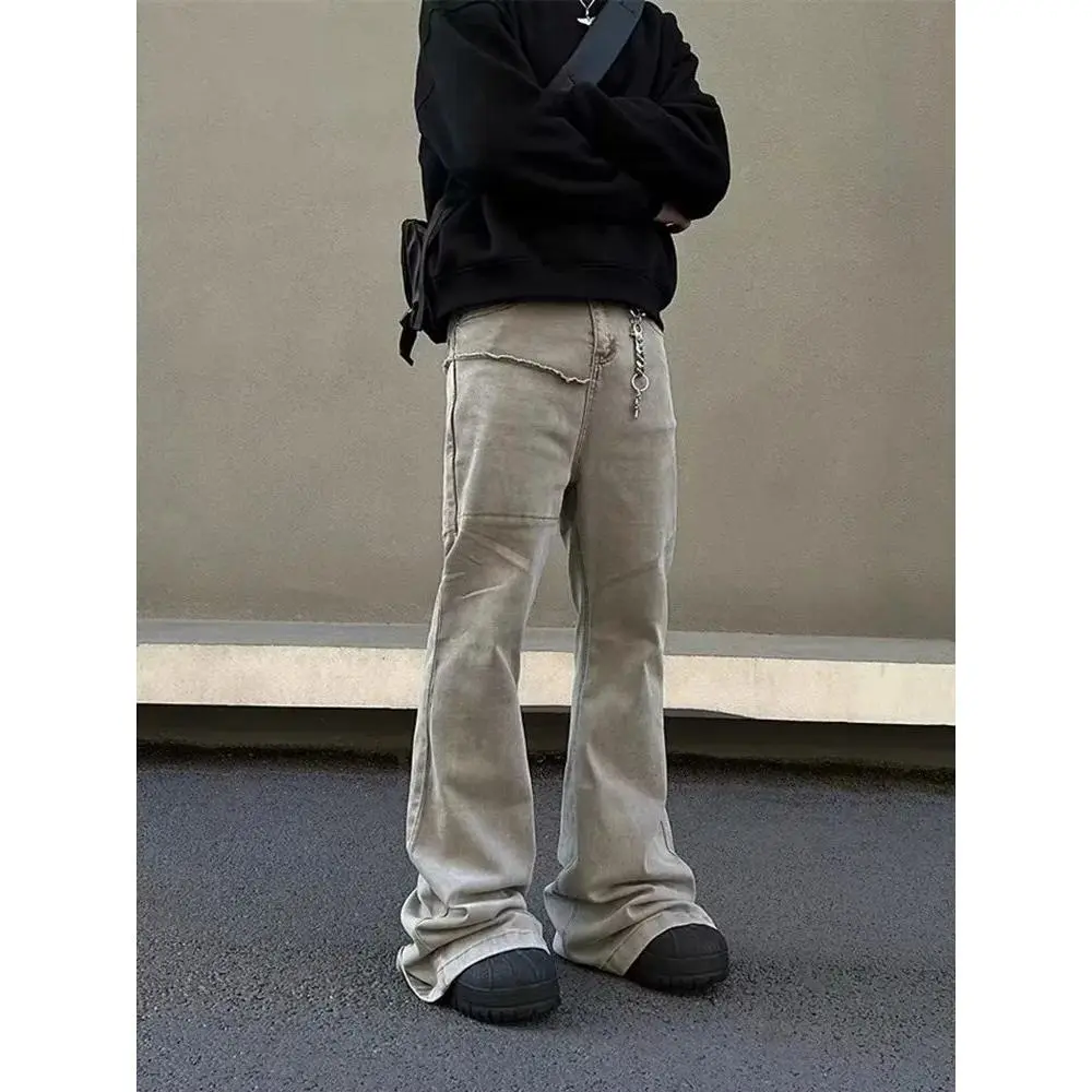 Men Streetwear Baggy Stacked Flare Jeans