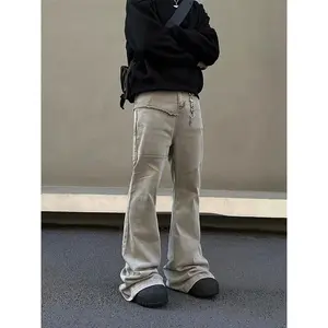 Men Streetwear Baggy Stacked Flare Jeans