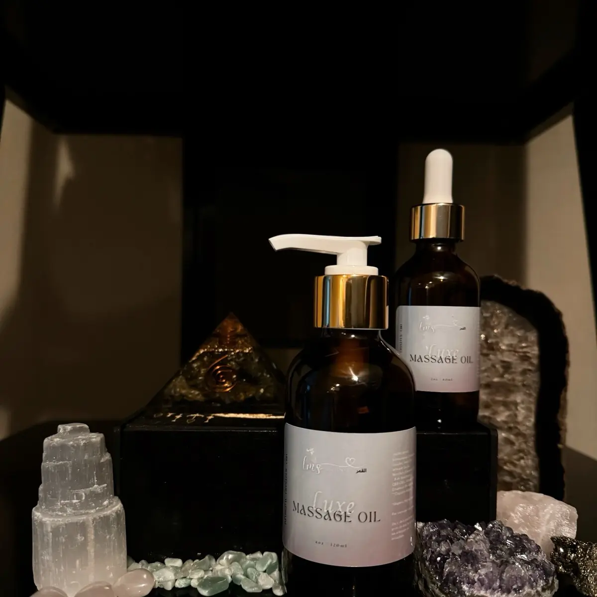 Al Qamar Goddess + Massage Oil + Organic Infused Crystals Body Care Sensitive Soothing Comfort