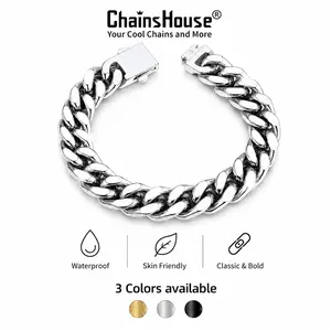 ChainsHouse Stainless Steel Miami Summervibe Cuban Link Bracelet 18K Gold Plated for Men & Women, 5-14mm Width, 7.5"/8.3"/9" Length, Durable Upgrade Buckle Clasp, Gift Box Included, Miami Cuban Chain Jewelry CHH18580
