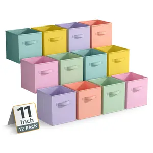 Sorbus 11" Storage Bins with Handles, 12 Pack Pastel Set 1