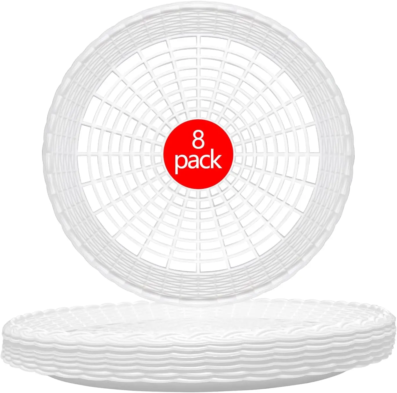 8-Piece 10-Inch Reusable Durable White Plastic Plate Holders, Heavy-Duty Heat Isolation Supports for Picnic, Party Wear