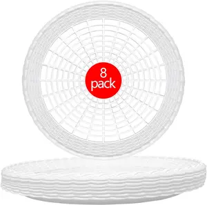 Paper Plate Holders, 8 Packs 10 Inch paper plate holders reusable white Plastic Heavy Duty supports for Picnic Party Dinner