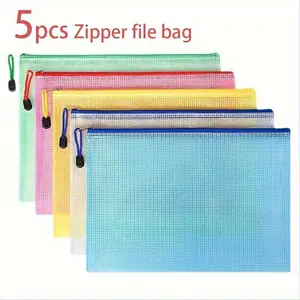 5pcs/10pcs Zipper Pockets, Zipper File Bags, Cross Stitch And Jigsaw Puzzle Project Bags For Sorting And Storage, Letter Size A4, Suitable For Travel, School, Board Games And Office Supplies