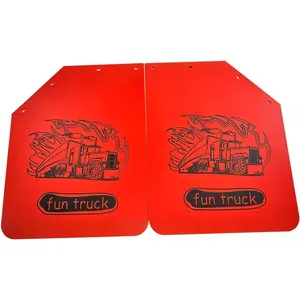 Heavy Duty Angled Mud Flaps 24" x 30" Compatible with Semi  Trailer with Fun   Red, 2 Pack