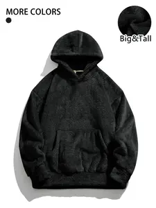 Men's Winter Fleece Hoodie, Thickened Warm Pullover, Loose Casual Sweatshirt, Windproof Warm Jacket